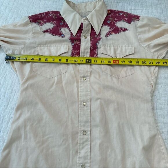 Vintage 70s H Bar C Ranchwear Western Shirt Sz M/L? Pearl Snap Up Floral - Picture 6 of 12
